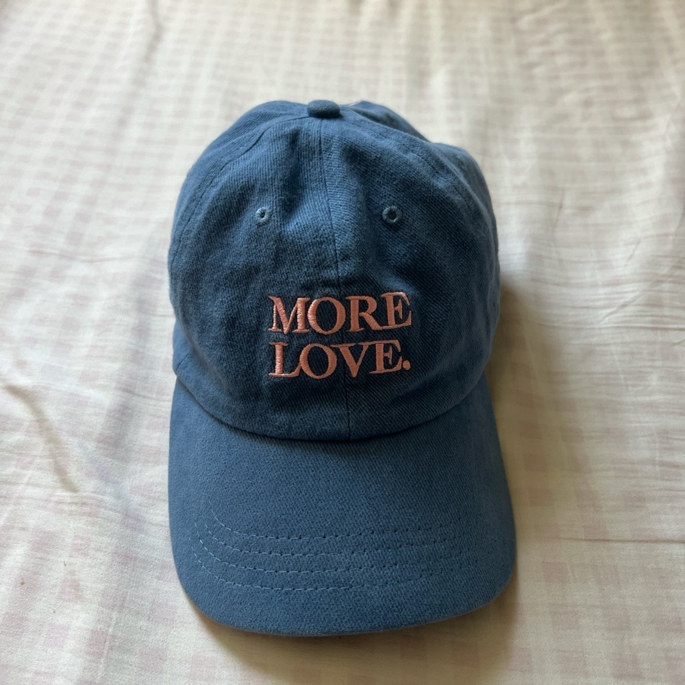 Blue Cap with Pink Embroidery